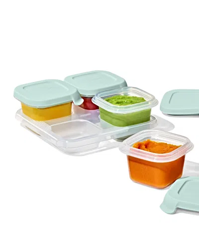 Oxo Tot Silicone 4-pack Baby Blocks Food Storage Containers In Green