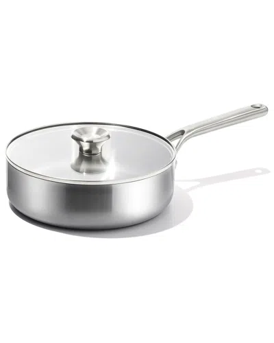 Oxo Tri-ply Stainless Steel 3.25qt Covered Saute Pan In Silver