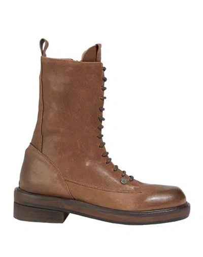 Oxs O. X.s. Woman Ankle Boots Light Brown Size 10 Leather In Beige