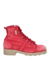 Oxs O. X.s. Woman Ankle Boots Red Size 6 Leather, Textile Fibers In Red