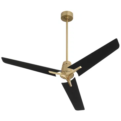 Oxygen 56" Halcyon Aged Brass Ceiling Fan With Black Blades