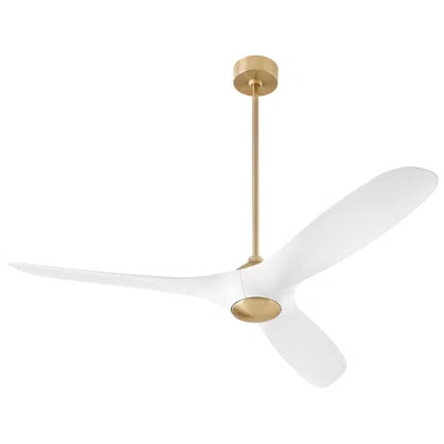 Oxygen 56"  Province Aged Brass And White Damp Rated Smart Ceiling Fan