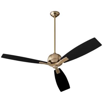 Oxygen 60"  Juno Aged Brass Ceiling Fan With Black Blades