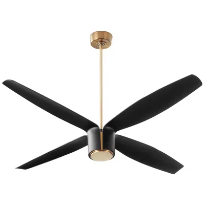 Oxygen 60"  Smaraan Brass And Black Damp Ceiling Fan With Wall Control