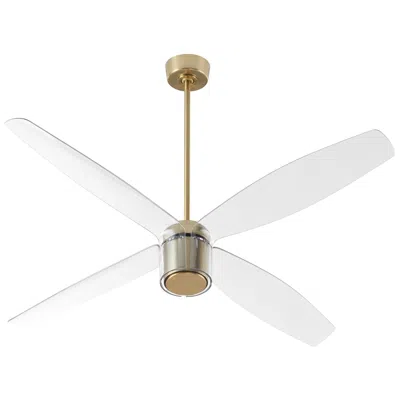 Oxygen 60"  Smaraan Brass And White Damp Ceiling Fan With Wall Control