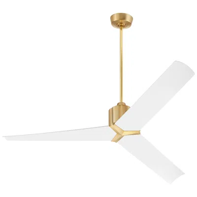 Oxygen 60"  Strato Brass And White Damp Ceiling Fan With Wall Control