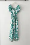 Oxygen Boutique Printed Broderie Anglaise Belted Jumpsuit Turquoise