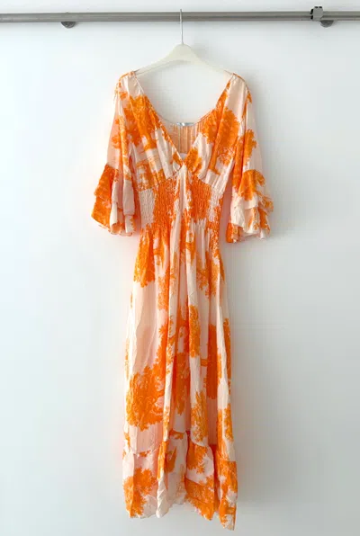 Oxygen Boutique Printed Floral Maxi Dress Orange