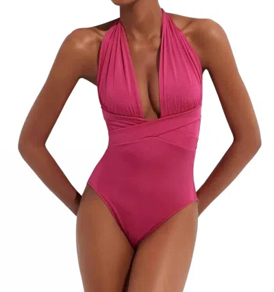 Oye Swimwear Roman One Piece Swimsuit In Ruby In Pink