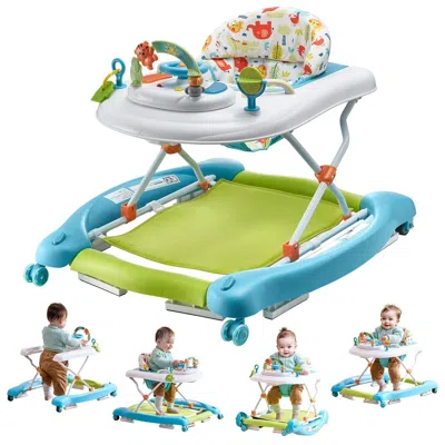 Oyka 4-in-1 Baby Walker, Foldable Baby Activity Center On Wheels, 3 Adjustable Height, Music & Toys Tray, In Multi