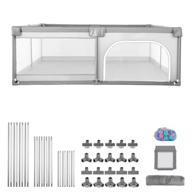 Oyka Baby Playpen, 78.7″ X 58.7″ Large Toddlers Playpen, Indoor/outdoor Baby Fence Play Yard With 50 Ocea In White
