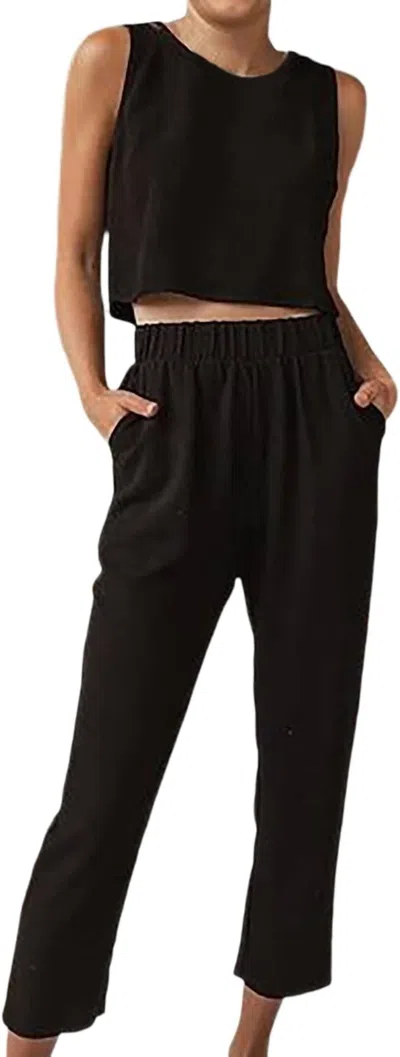Oyl Round Neck Top And Pants Set In Black