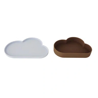 Oyoy Living Design Chloe Cloud Plate & Bowl In Ice Blue/choco