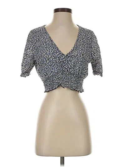 Pre-owned Oysho Short Sleeve Top Blue Sweetheart Neckline Tops