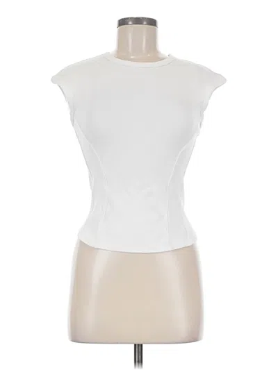 Pre-owned Oysho Short Sleeve Top Ivory High Neck Tops