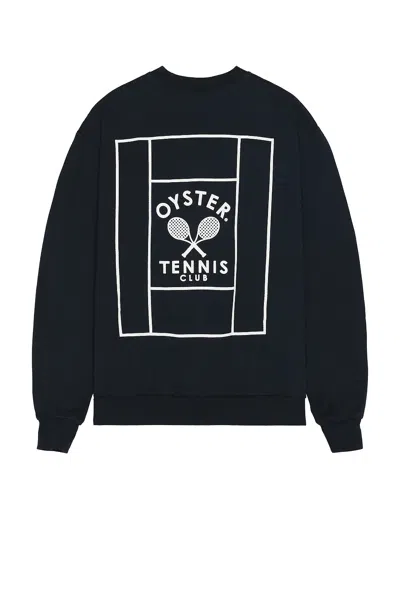 Oyster Hard Court Specialist Crewneck In Navy Blue & White