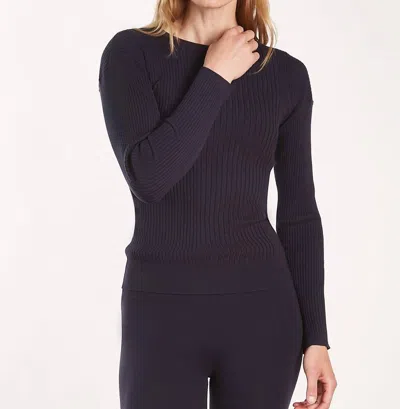 Oyun Classic Rib Crew Sweater In Midnight In Multi