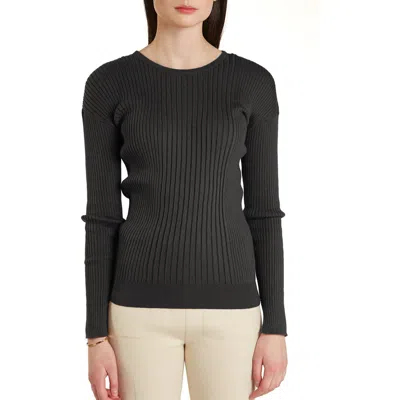 Oyun Cotton Classic Rib Crew In Caviar