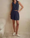 Oyun Playa Gathered Linen Shorts In Midnight