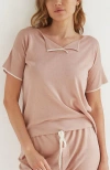 Oyun Split Neck Tee In Blush