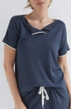 Oyun Split Neck Tee In Cadet