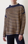 Oyun Striped Guernsey Sweater In Navy/golden