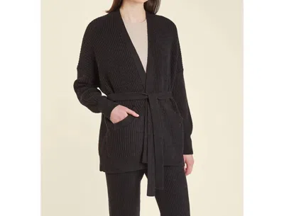 Oyun Waffle Cocoon Cardigan In Caviar In Black