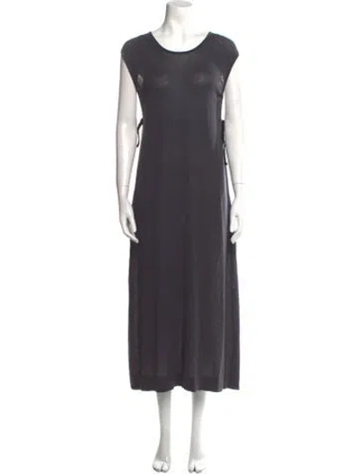 Pre-owned Oyuna Scoop Neck Long Dress In Gray
