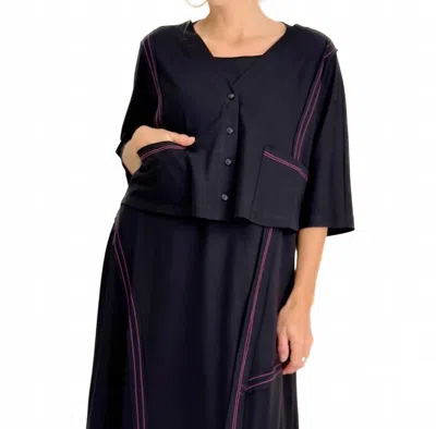 Ozai N Ku Avant Cropped Cardigan In Black Multi In Blue