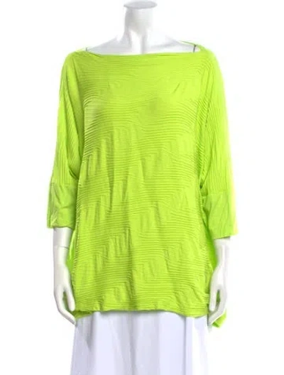Pre-owned Ozai N Ku Bateau Neckline Three-quarter Sleeve Tunic In Green