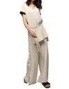 Ozai N Ku Belted Tunic Top In Cream In White