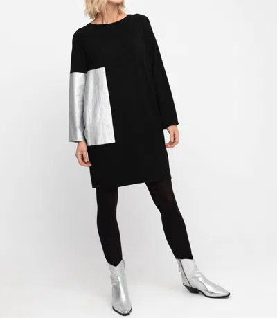 Ozai N Ku Boat Neck Dress In Black, Silver In Multi