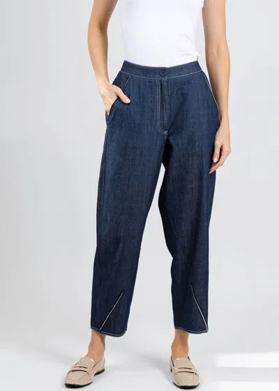 Ozai N Ku Crop Straight Pants In Denim In Blue