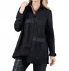 Ozai N Ku Enid Ruched Button-down Shirt In Black In Black