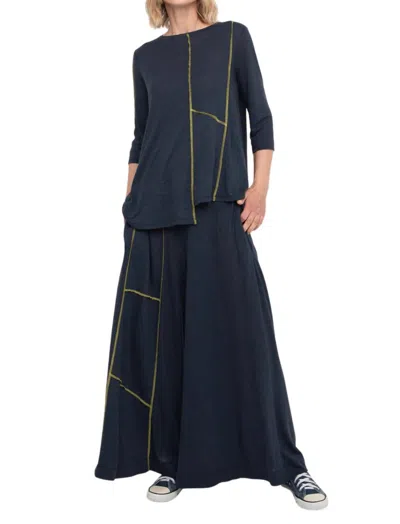 Ozai N Ku Stitch Pant In Blue/yellow In Multi