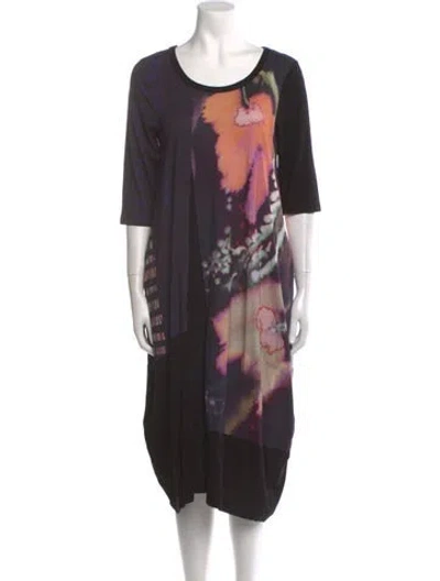 Pre-owned Ozai N Ku Tie-dye Print Midi Length Dress In Multi