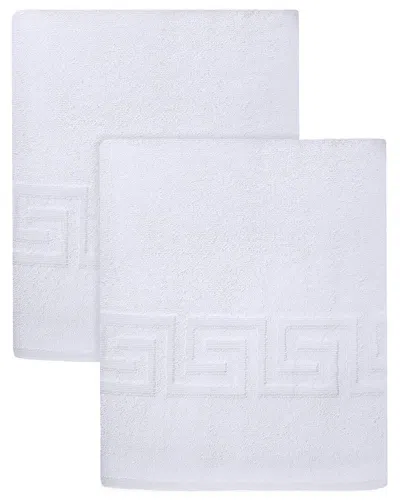 Ozan Premium Home 2pc Milos Greek Key Pattern Bath Sheet Set In White
