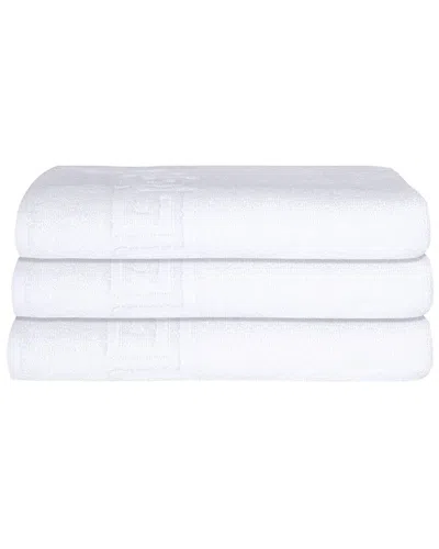Ozan Premium Home 3pc Milos Greek Key Pattern Bath Sheet Set In White