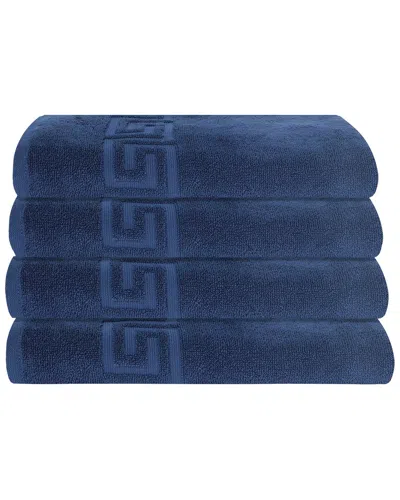 Ozan Premium Home 4pc Milos Greek Key Pattern Bath Sheet Set In Blue