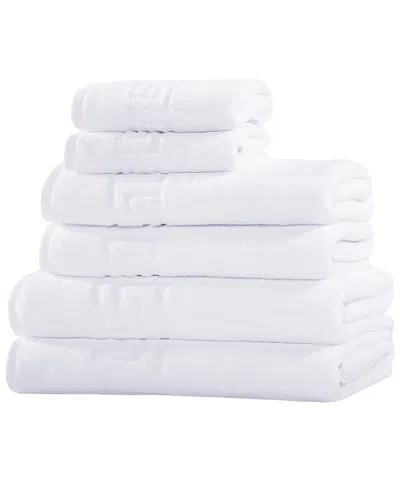 Ozan Premium Home 6pc Milos Greek Key Pattern Towel Set In White