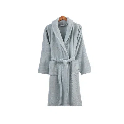 Ozan Premium Home Chevron Bathrobes Turkish Cotton Terry Cloth Mid-calf Bathrobe With Pockets In Gray