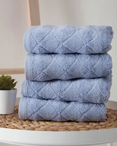 Ozan Premium Home Esperance Collection 4pc Hand Towel Set In Blue
