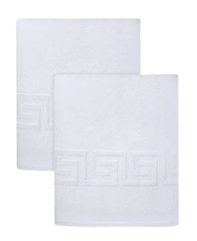 Ozan Premium Home Milos Greek Key Design Collection 100% Turkish Cotton Bath Sheet, 40" X 60" In White