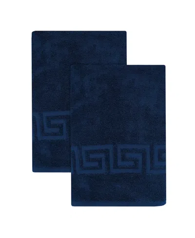 Ozan Premium Home Milos Greek Key Design Collection 100% Turkish Cotton Bath Towel, 27" X 54" In Navy