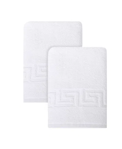 Ozan Premium Home Milos Greek Key Design Collection 100% Turkish Cotton Bath Towel, 27" X 54" In White