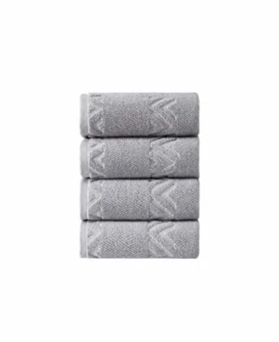 Ozan Premium Home Turkish Cotton Sovrano Collection Luxury 4-pc. Hand Towel Set In Light Gray