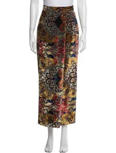 Pre-owned Ozbek Vintage Long Skirt In Red/yellow