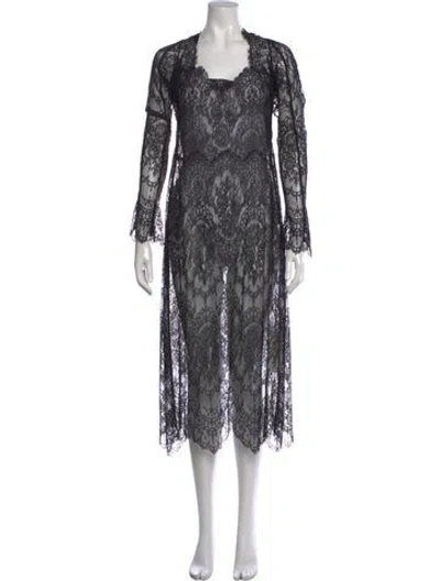 Pre-owned Ozbek Vintage Midi Length Dress In Black