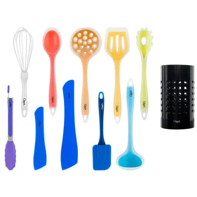 Ozeri 11-piece All-in-one Silicone Utensil Set In Blue;green;orange
