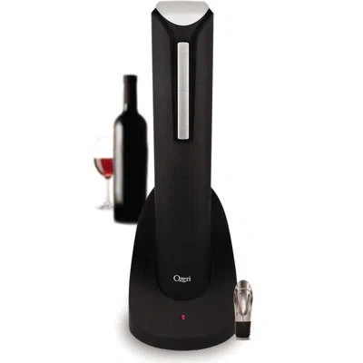 Ozeri Pro Electric Wine Bottle Opener With Wine Pourer, Stopper, Foil Cutter And Elegant Recharging Stand In Black